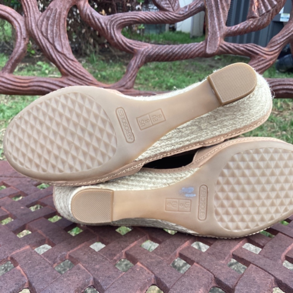 Aerosoles Leather T-Strap Jute Covered Kitten Heel Ankle Strap Open Toe Sandal - Picture 7 of 8